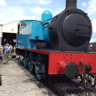 Thomas the Tank Engine waiting for his face